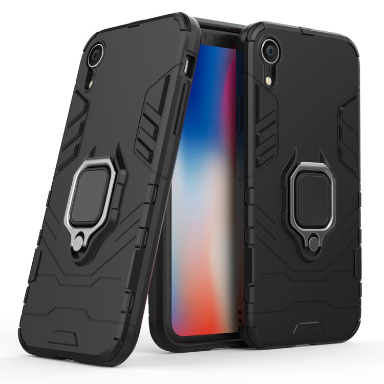 適用於iPhone XR 黑豹PC   TPU磁吸指環支架防摔保護殼