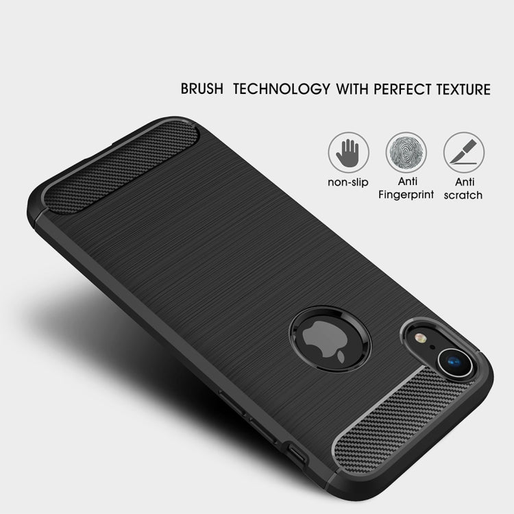 適用於iPhone XR 防滑拉絲碳纖維紋軟TPU保護殼