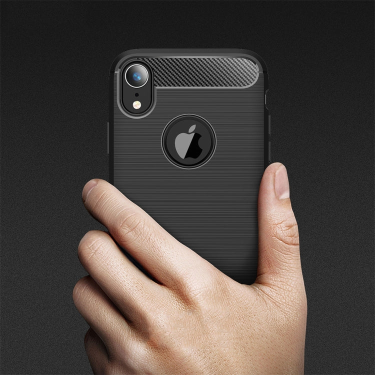 適用於iPhone XR 防滑拉絲碳纖維紋軟TPU保護殼