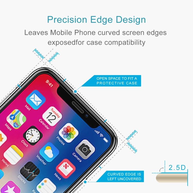 100pcs 適用於iPhone XS 9H 2.5D弧邊鋼化玻璃膜