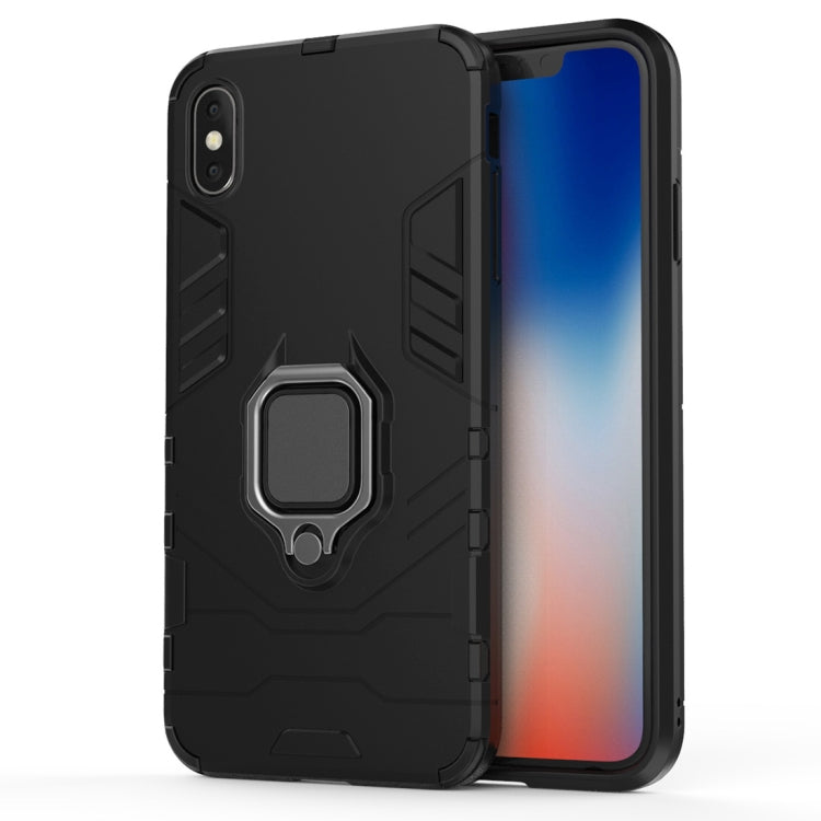 適用於iPhone XS Max 黑豹PC   TPU磁吸指環支架防摔保護殼