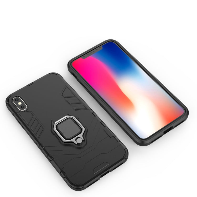 適用於iPhone XS Max 黑豹PC   TPU磁吸指環支架防摔保護殼