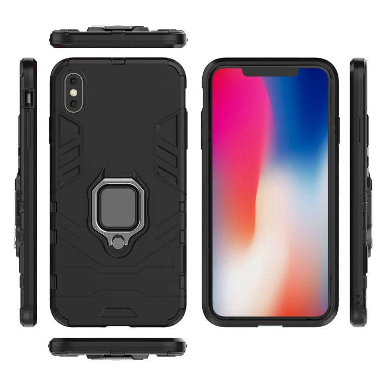 適用於iPhone XS Max 黑豹PC   TPU磁吸指環支架防摔保護殼