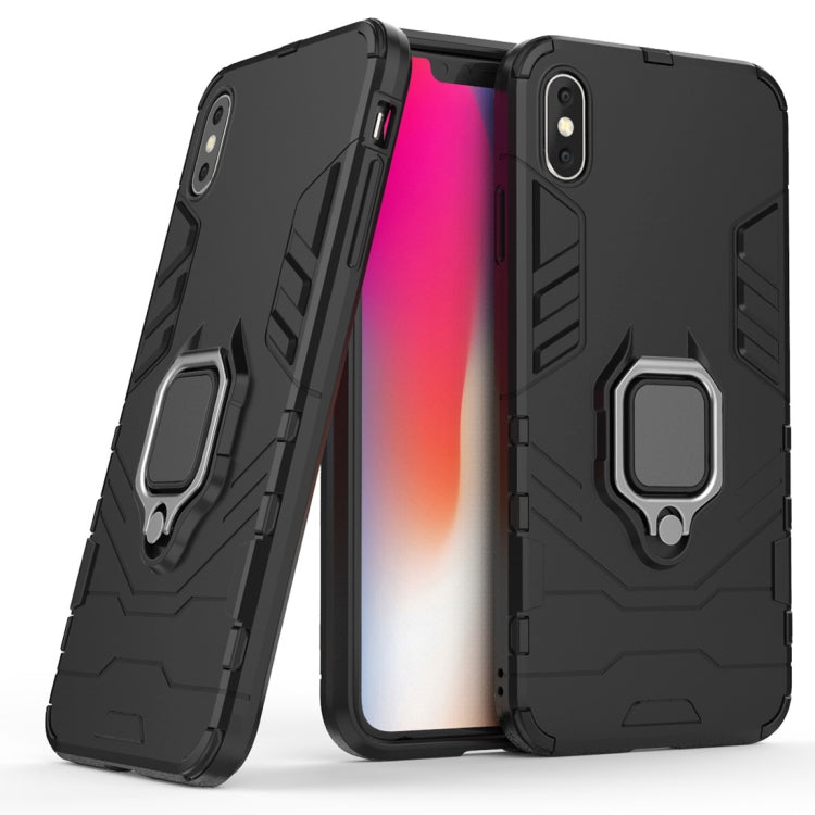 適用於iPhone XS Max 黑豹PC   TPU磁吸指環支架防摔保護殼
