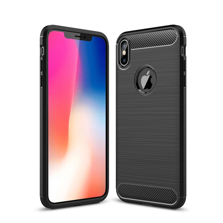適用於iPhone XS Max 防滑拉絲碳纖維紋軟TPU保護殼