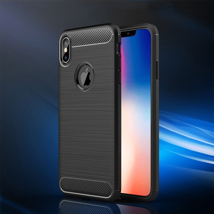 適用於iPhone XS Max 防滑拉絲碳纖維紋軟TPU保護殼