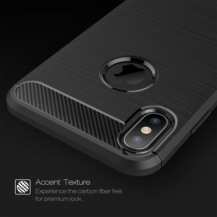 適用於iPhone XS Max 防滑拉絲碳纖維紋軟TPU保護殼