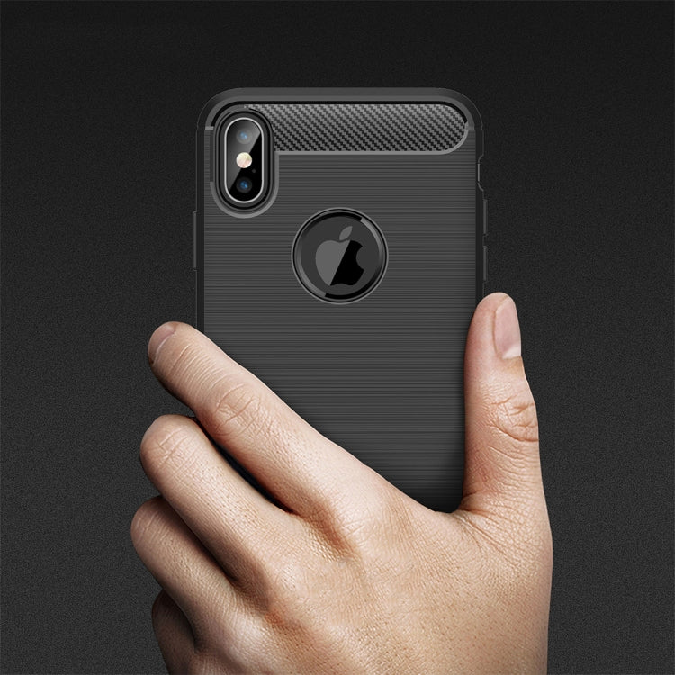 適用於iPhone XS Max 防滑拉絲碳纖維紋軟TPU保護殼
