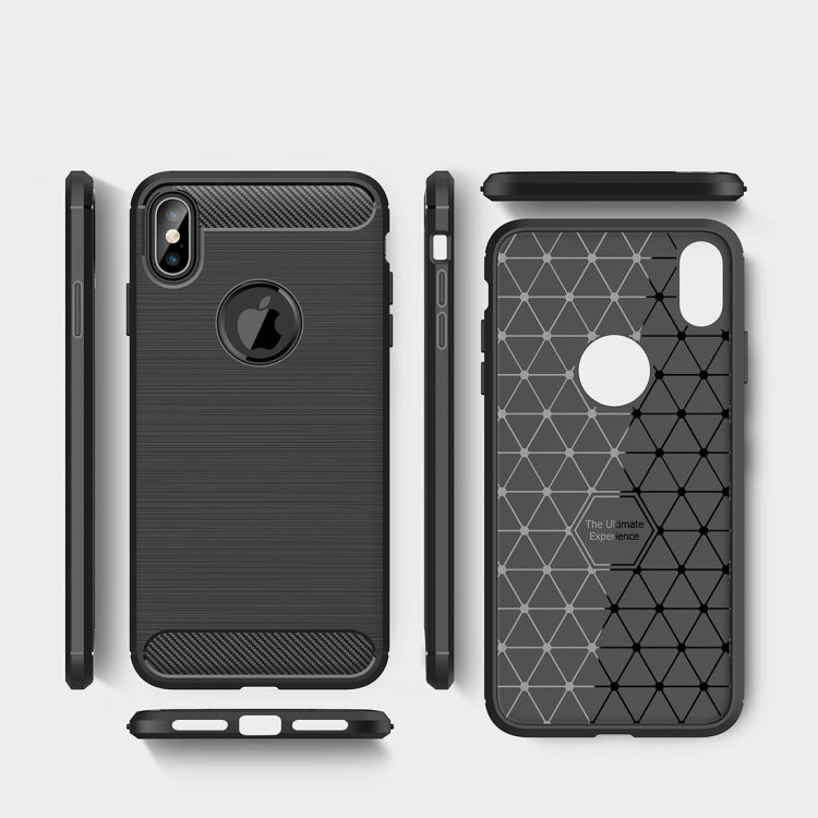 適用於iPhone XS Max 防滑拉絲碳纖維紋軟TPU保護殼