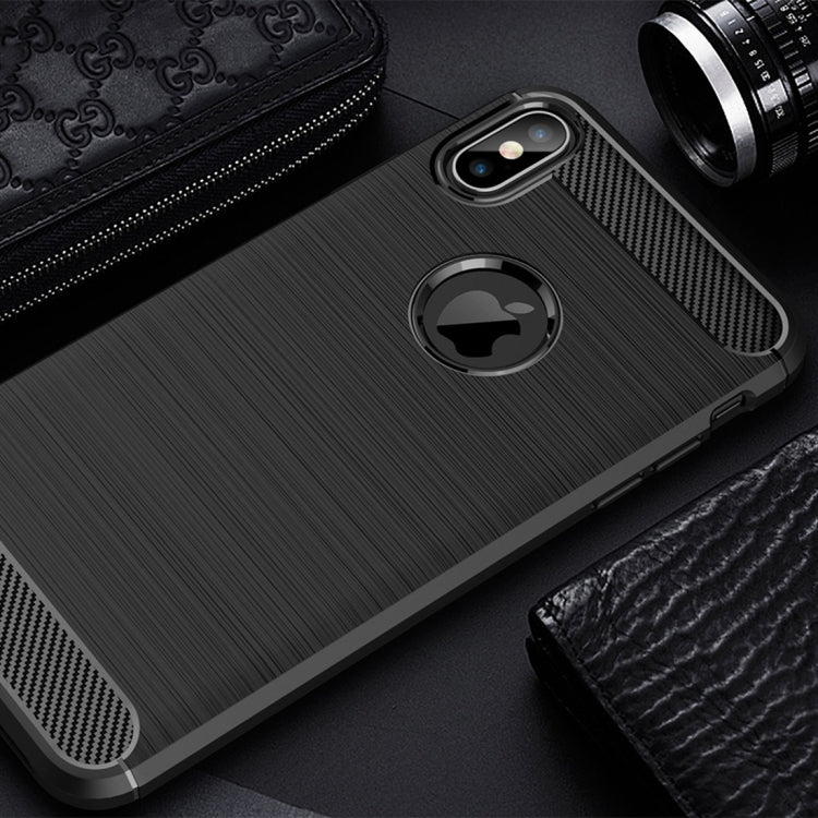 適用於iPhone XS Max 防滑拉絲碳纖維紋軟TPU保護殼
