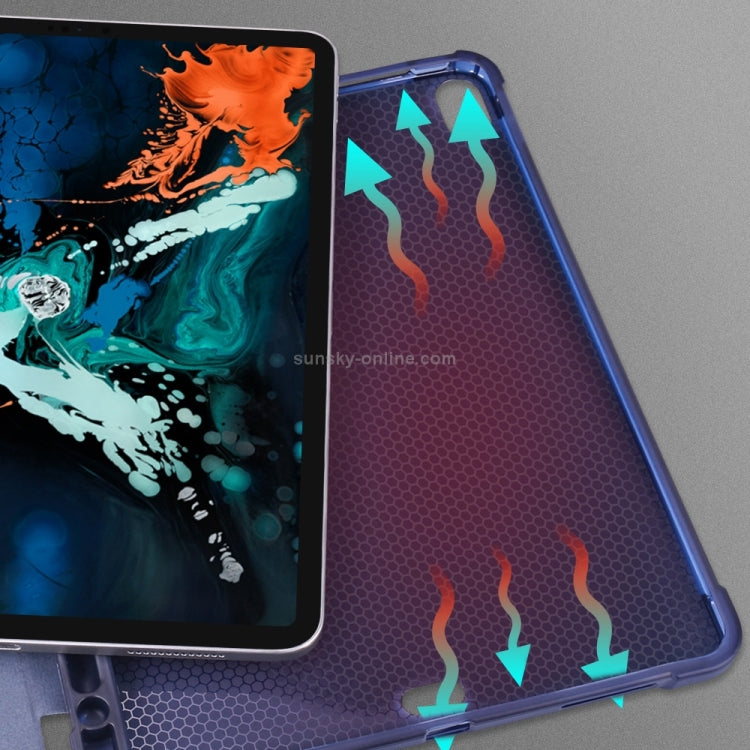 適用於iPad Pro 11英寸 2018 / 2020 三折防摔半貼TPU保護套  帶支架&筆槽