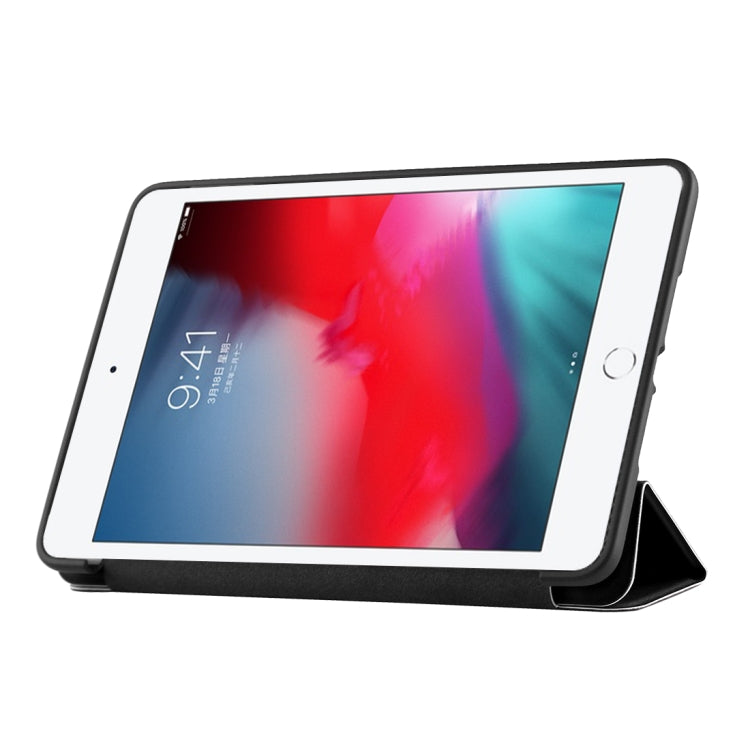 適用於iPad mini 2019 PU塑料底殼可摺疊變形左右翻蓋皮套 帶三折支架&智能休眠