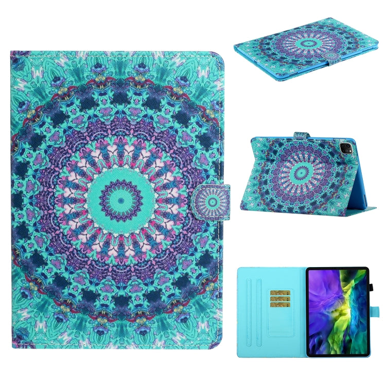 適用於 iPad 11 Pro  彩繪花圖騰車險TPU左右開皮套 帶支架&卡槽&休眠功能