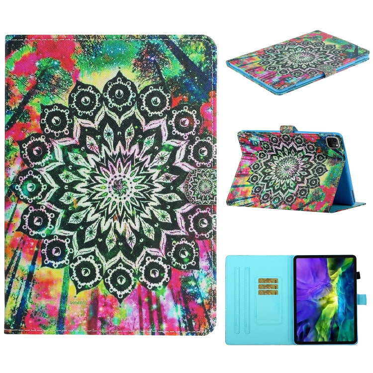 適用於 iPad 11 Pro  彩繪花圖騰車險TPU左右開皮套 帶支架&卡槽&休眠功能