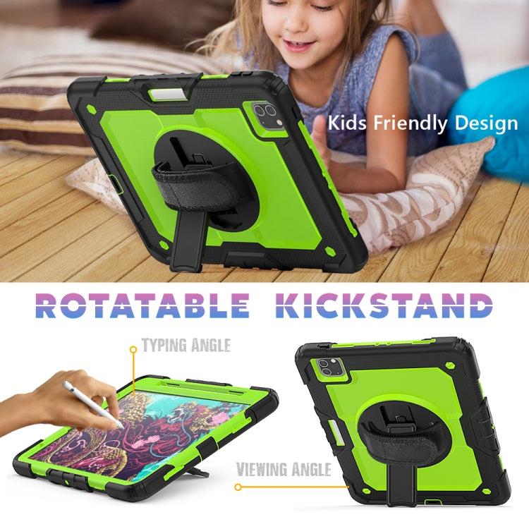 適用於iPad Pro 11 inch  / Pro 11 inch  黑色硅膠+彩色PC 三防保護殼，帶支架&背帶&手帶&筆槽