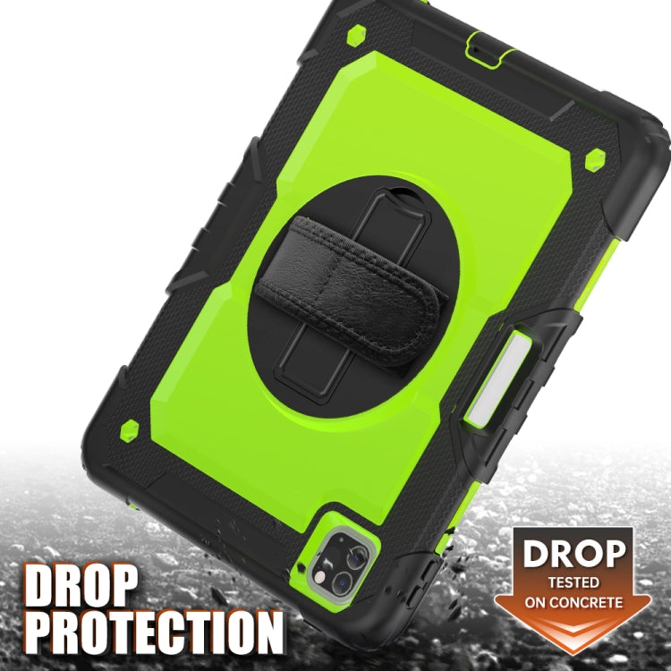 適用於iPad Pro 11 inch  / Pro 11 inch  黑色硅膠+彩色PC 三防保護殼，帶支架&背帶&手帶&筆槽