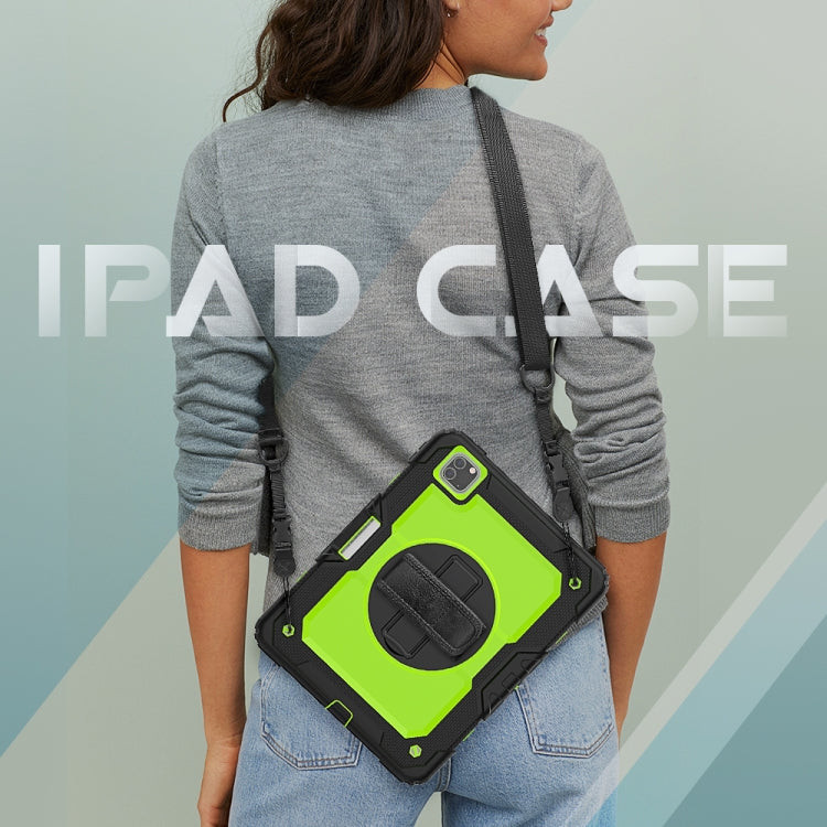 適用於iPad Pro 11 inch  / Pro 11 inch  黑色硅膠+彩色PC 三防保護殼，帶支架&背帶&手帶&筆槽