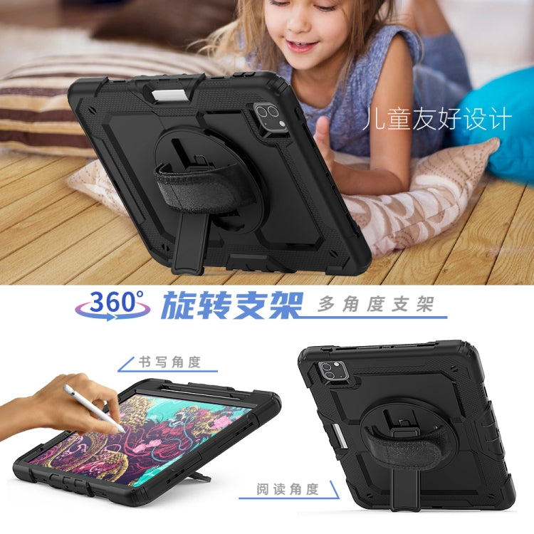 適用於iPad Pro 11 inch  / Pro 11 inch  彩色硅膠+PC 三防保護殼，帶支架&背帶&手帶&筆槽
