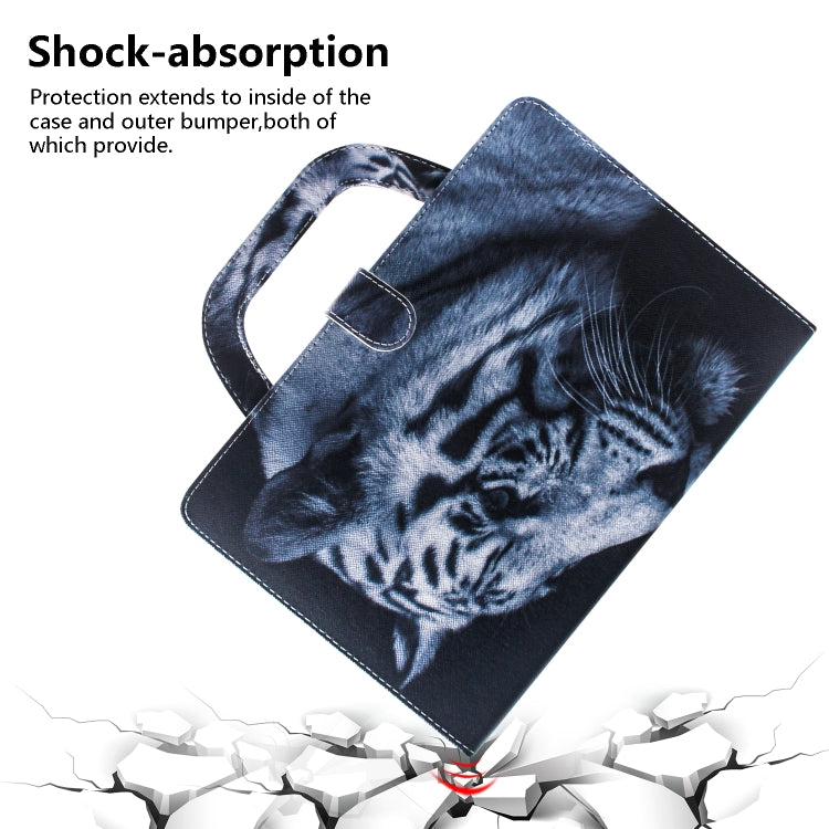 適用於iPad Pro 11 Inch  白老虎圖案左右翻蓋皮套 帶支架&卡槽&錢包