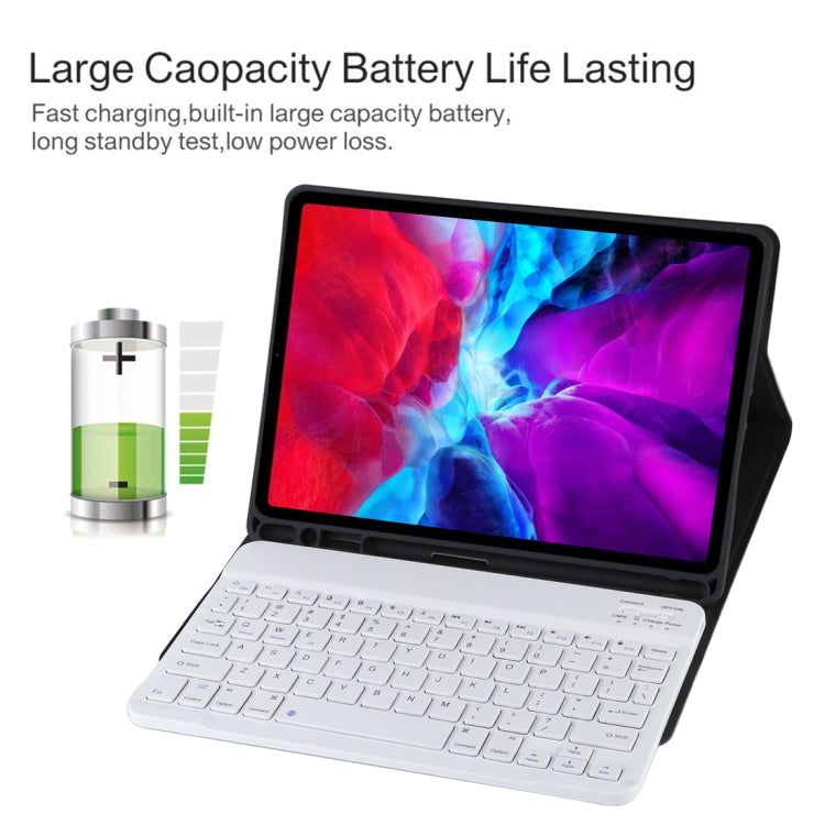 TG11B 適用於 iPad Pro 11 inch  可分體藍牙鍵盤+超纖皮革平板鍵盤皮套 帶筆槽&支架 白色鍵盤