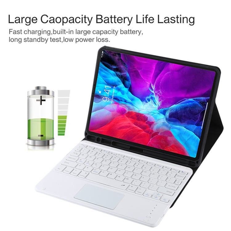 TG11BC 適用於 iPad Pro 11 inch  可分體藍牙鍵盤超纖皮革平板鍵盤皮套 帶觸摸板&筆槽&支架 白色鍵盤