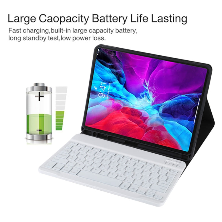 TG11BS 適用於 iPad Pro 11 inch  可分體藍牙鍵盤超纖皮革平板鍵盤皮套 帶背光&筆槽&支架 白色鍵盤