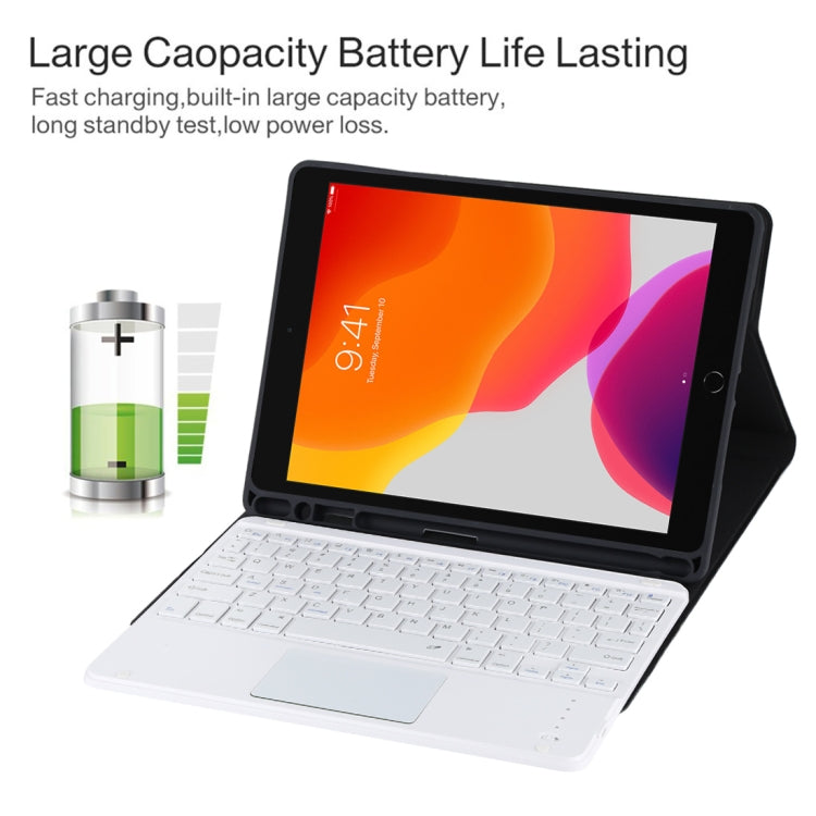 TG-102BC 適用於iPad 10.2 / iPad Air  可分體藍牙鍵盤+超纖皮革平板鍵盤皮套 帶觸摸&筆槽&支架 白色鍵盤