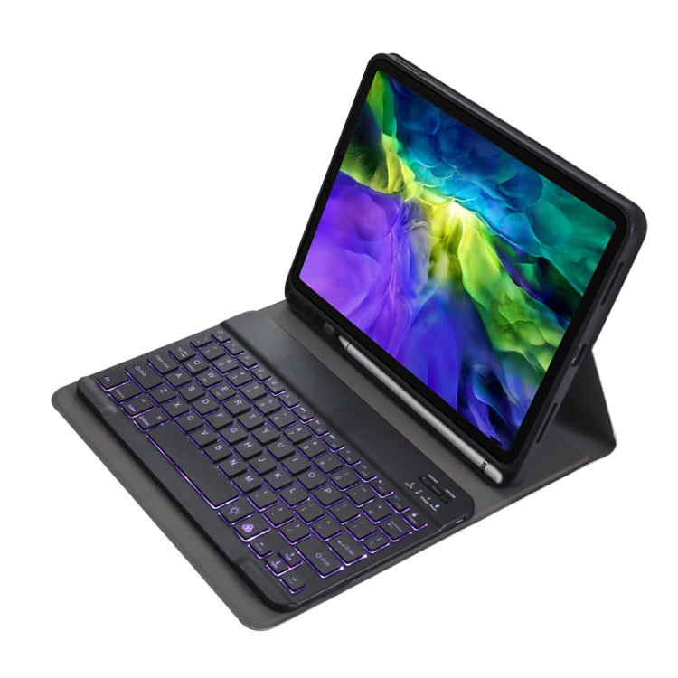A11BS 2020 Ultra-thin ABS Detachable Bluetooth Keyboard Tablet Case for iPad Pro 11 2022 / 2021 / Air4 / Air5, with Backlight & Pen Slot & Holder