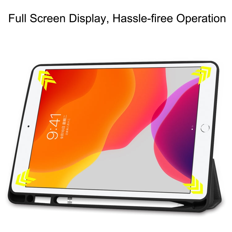 適用於 iPad 10.2 2021 / 2020 / 2019 卡斯特紋智能平板皮套 帶休眠功能&三折支架&筆槽