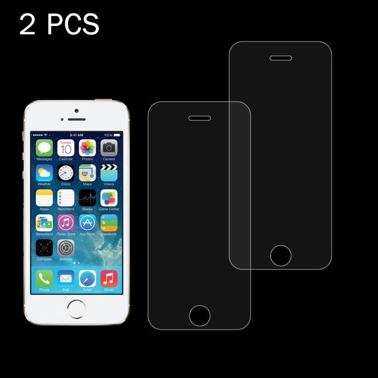 2個/裝 適用於蘋果iPhone SE & 5s & 5C & 5 0.26mm厚度 9H表面硬度 2.5D弧邊 鋼化玻璃保護膜套裝