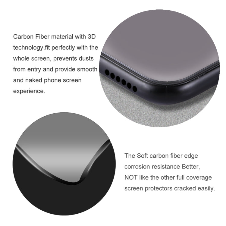 適用於iPhone X 0.26mm 9H表面硬度 3D碳纖維軟邊全屏鋼化玻璃保護膜