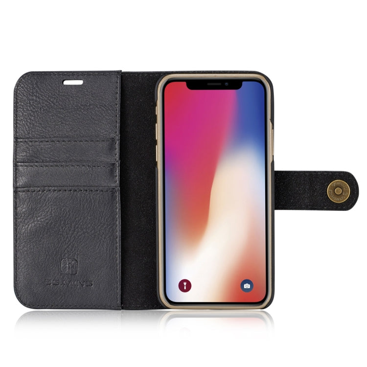 DG.MING   適用於iPhone X / XS   兩折牛皮款左右開可拆分磁吸皮套 帶支架&卡槽&錢包