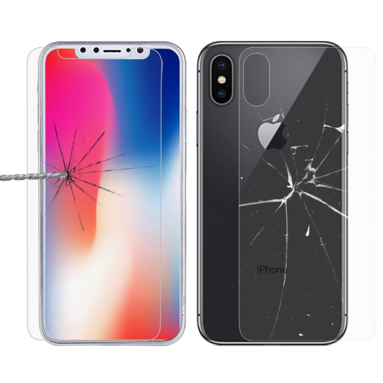 適用於iPhone X 9H表面硬度2.5D弧邊透明鋼化玻璃保護膜 前膜+后膜