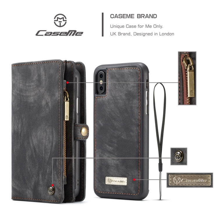 CaseMe-008系列   適用於iPhone X / XS   磁鐵吸附可拆分后殼左右開皮套 帶支架&卡槽&錢包&相框