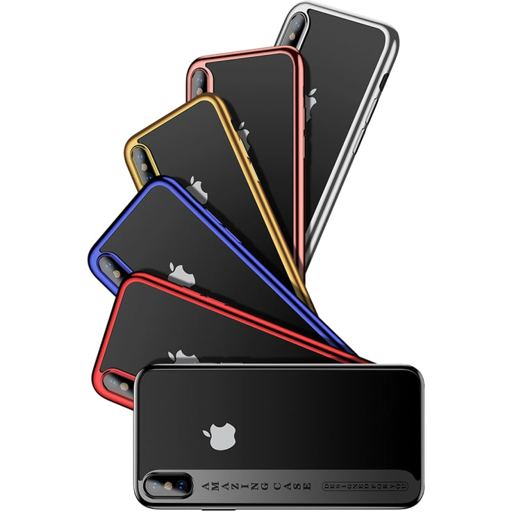 CAFELE-邊鍍系列   適用於iPhone X   超薄電鍍TPU軟殼保護殼 帶指環支架