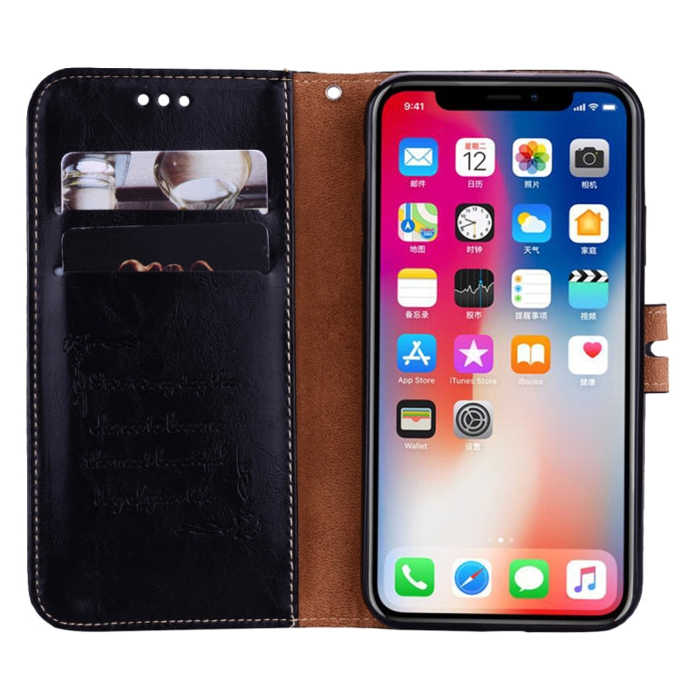 適用於iPhone X / XS   商務型 油蠟紋 左右開皮套 帶支架 卡槽 錢包