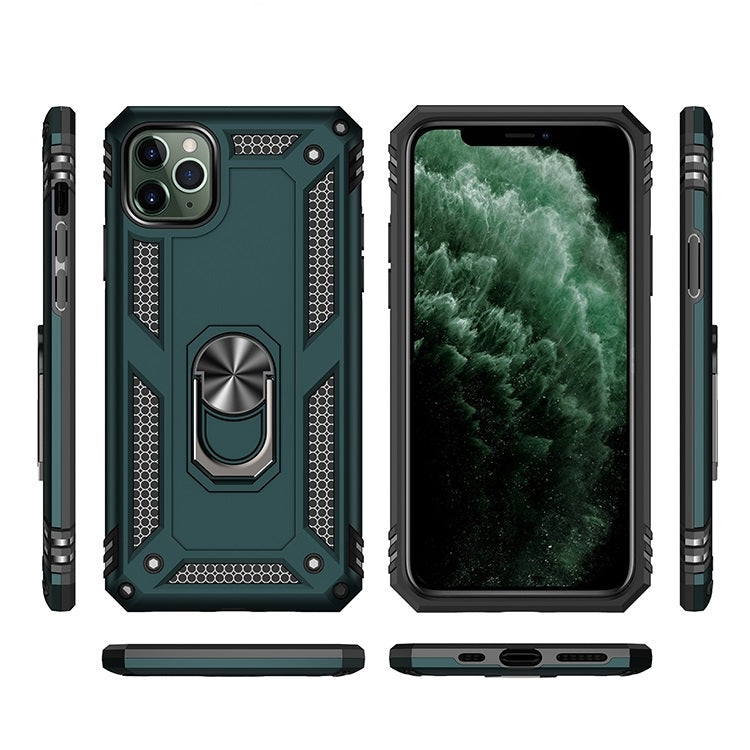適用於 iPhone 11 Pro TPU + PC 軍士盔甲防摔保護殼，帶360度旋轉支架