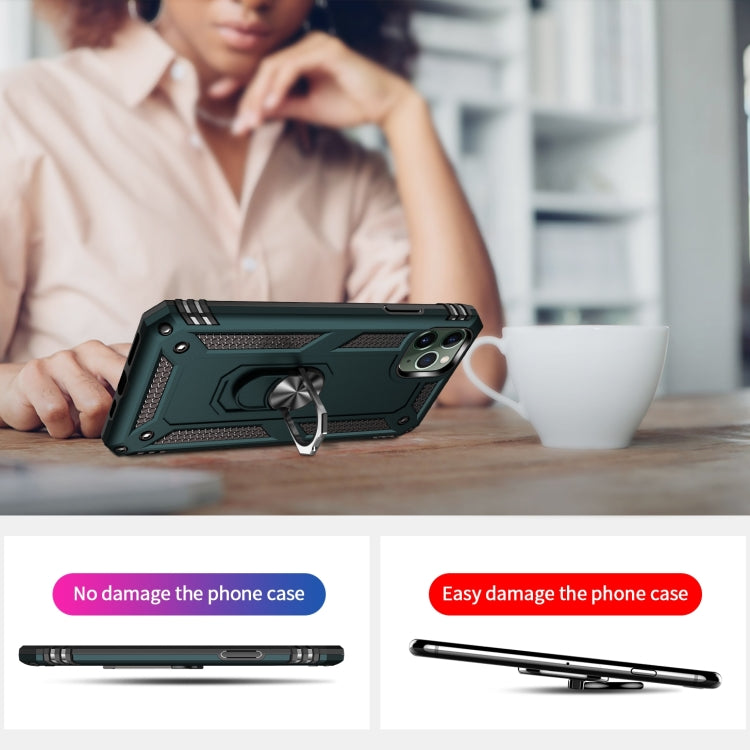 適用於 iPhone 11 Pro TPU + PC 軍士盔甲防摔保護殼，帶360度旋轉支架