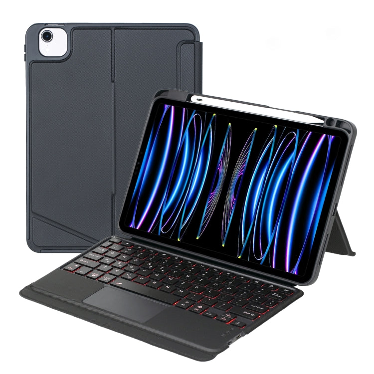 T11-AS For iPad Air 11 2025 / Air 5 / 4 10.9 / Pro 11 2022&2021&2020&2018 Touch Backlight Split Type Bluetooth Keyboard Leather Case