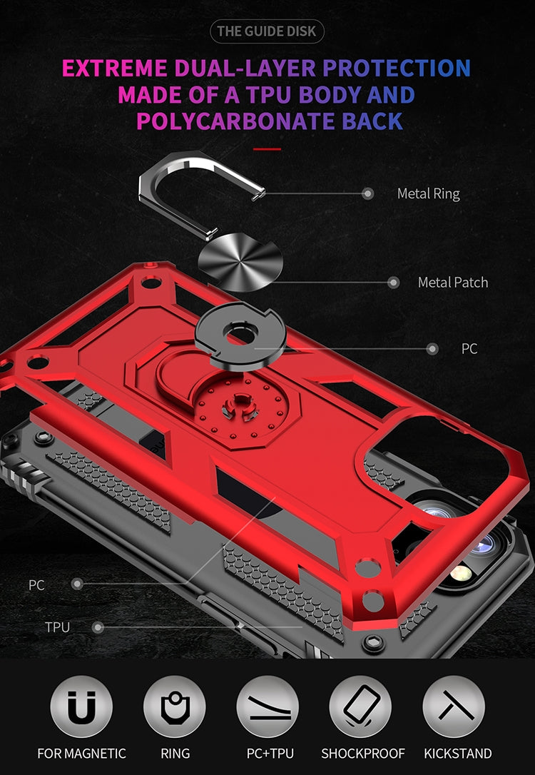 適用於iPhone 11 Pro Max TPU + PC 軍士盔甲防摔保護殼，帶360度旋轉支架