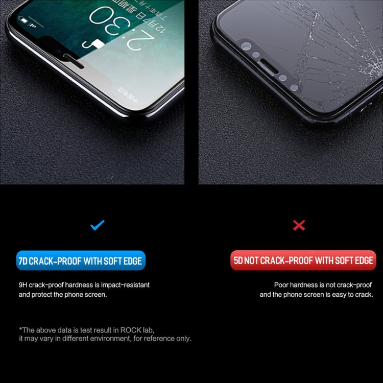 ROCK 適用於iPhone 11 Pro Max / XS Max 0.23mm軟邊7D曲面抗藍光全屏玻璃膜