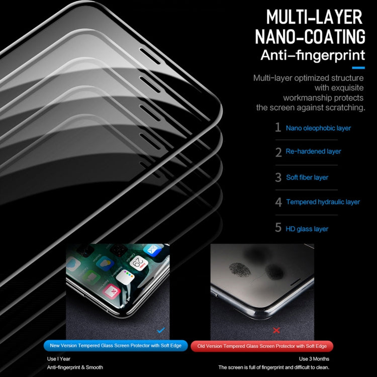 ROCK 適用於iPhone 11 Pro Max / XS Max 0.23mm軟邊7D曲面抗藍光全屏玻璃膜