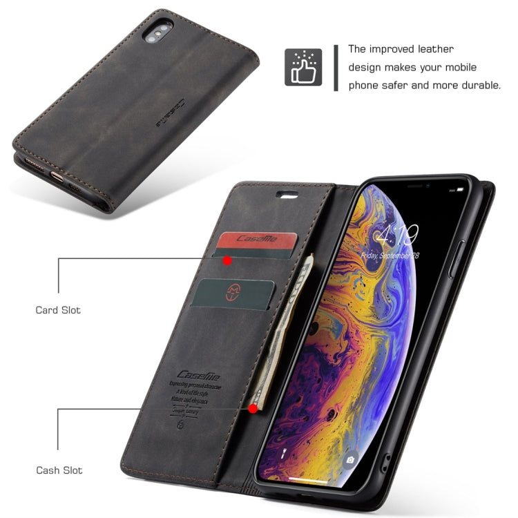 CaseMe-013 適用於iPhone XS Max 多功能復古磨砂左右開皮套，帶支架&卡槽&錢包