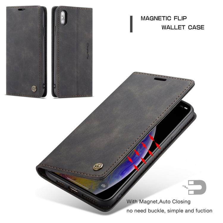 CaseMe-013 適用於iPhone XS Max 多功能復古磨砂左右開皮套，帶支架&卡槽&錢包