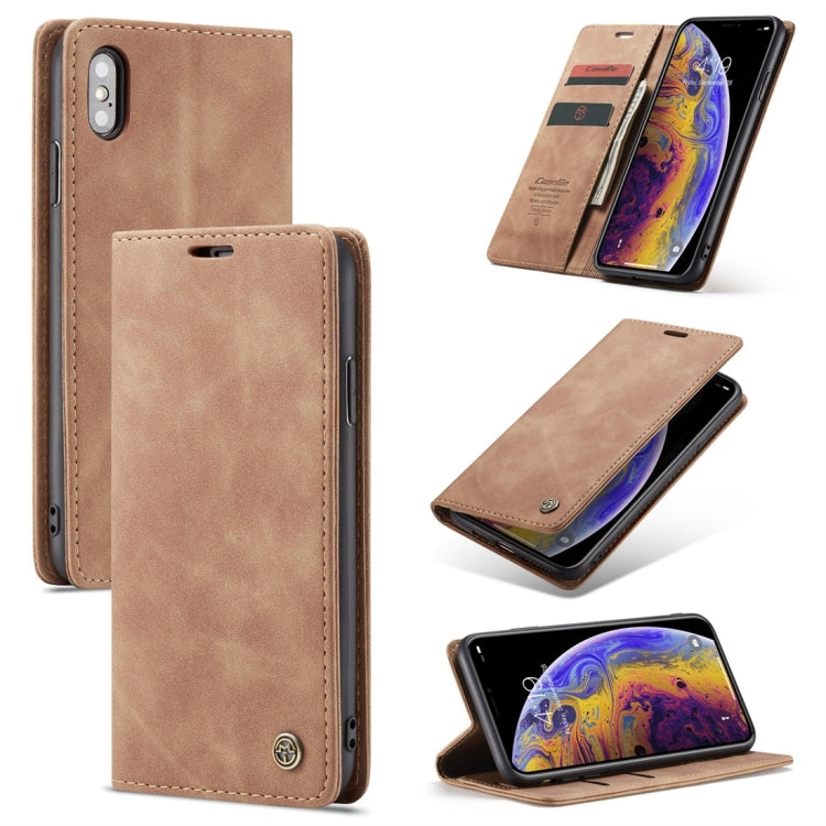 CaseMe-013 適用於iPhone XS Max 多功能復古磨砂左右開皮套，帶支架&卡槽&錢包