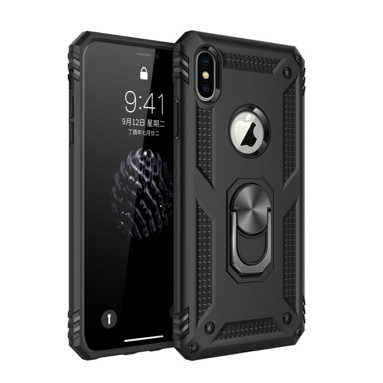 適用於iPhone XS Max TPU + PC軍士盔甲防摔保護殼，帶360度旋轉支架