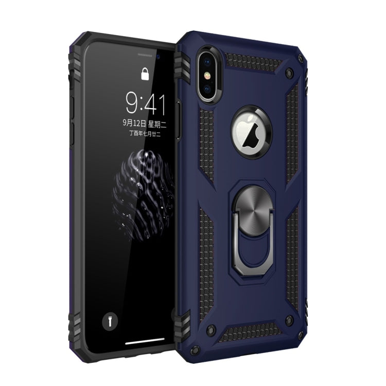 適用於iPhone XS Max TPU + PC軍士盔甲防摔保護殼，帶360度旋轉支架
