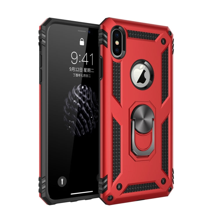 適用於iPhone XS Max TPU + PC軍士盔甲防摔保護殼，帶360度旋轉支架