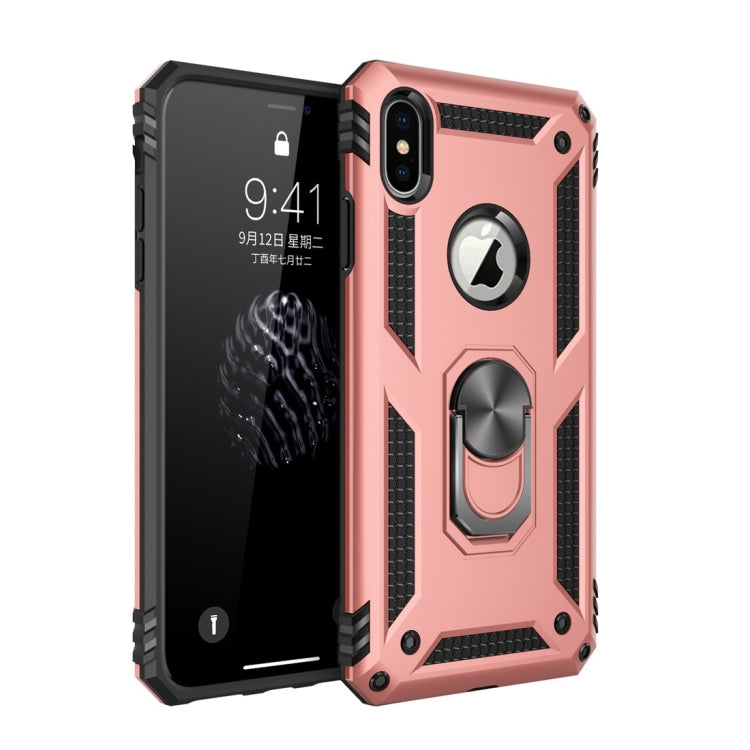 適用於iPhone XS Max TPU + PC軍士盔甲防摔保護殼，帶360度旋轉支架
