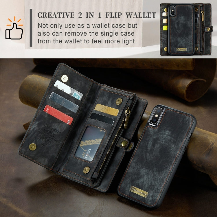 適用於iPhone XS Max CaseMe-008 可拆卸多功能左右開皮套帶支架&卡槽&拉鏈錢包&相框